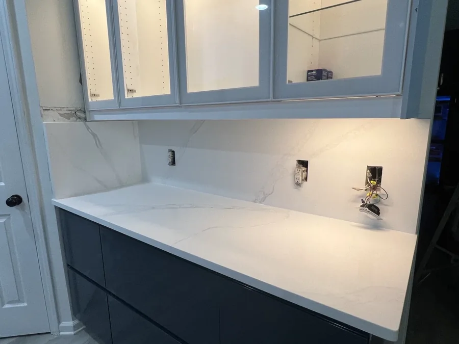 Built-in coffee bar topped in quartz